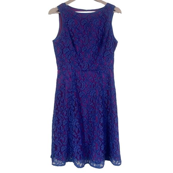 ADRIANNA PAPELL Lace Overlay A-Line Dress with pockets - Picture 1 of 13